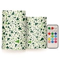 thumbnail image 1 of Yayeee Flameless Candles with Remote Flickering Battery Operated Multi Color Changing, Green Triangles Pattern, 1 of 7