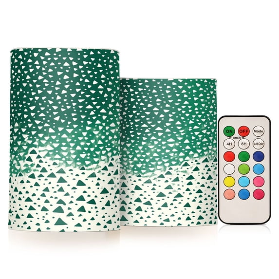 Yayeee Flameless Candles with Remote Flickering Battery Operated Multi Color Changing, Green and White Pattern