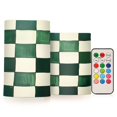 thumbnail image 1 of Yayeee Flameless Candles with Remote Flickering Battery Operated Multi Color Changing, Green and White Plaid Pattern, 1 of 7