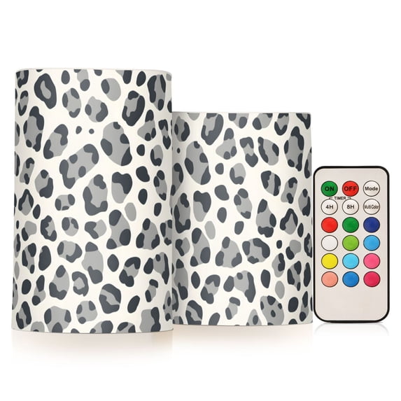 Yayeee Flameless Candles with Remote Flickering Battery Operated Multi Color Changing, Grey Leopard Pattern