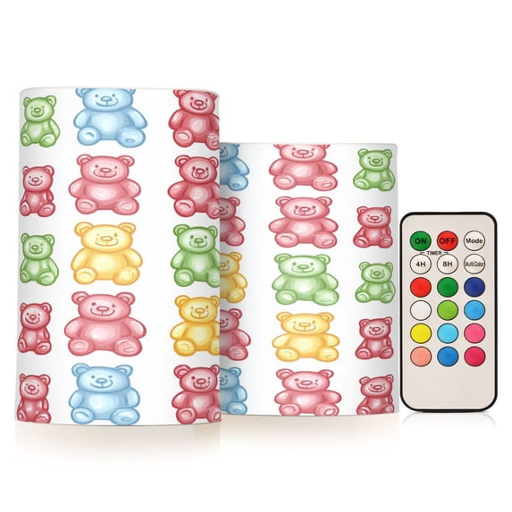 Yayeee Flameless Candles with Remote Flickering Battery Operated Multi Color Changing, Gummy Bear Pattern