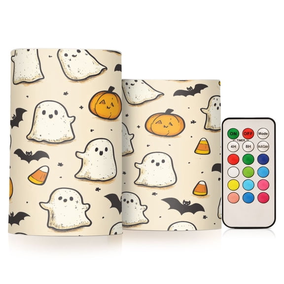 Yayeee Flameless Candles with Remote Flickering Battery Operated Multi Color Changing, Halloween Cute Ghosts