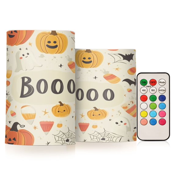 Yayeee Flameless Candles with Remote Flickering Battery Operated Multi Color Changing, Halloween Cute Pumpkins