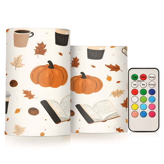 Yayeee Flameless Candles with Remote Flickering Battery Operated Multi Color Changing, Hand Drawn Pumpkin