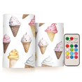 thumbnail image 1 of Yayeee Flameless Candles with Remote Flickering Battery Operated Multi Color Changing, Ice Cream Pattern, 1 of 7