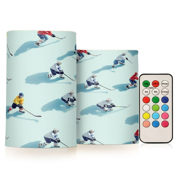 Yayeee Flameless Candles with Remote Flickering Battery Operated Multi Color Changing, Ice Hockey