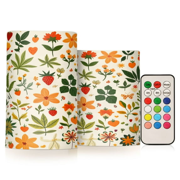 Yayeee Flameless Candles with Remote Flickering Battery Operated Multi Color Changing, Leaves Pattern