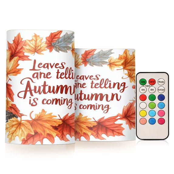 Yayeee Flameless Candles with Remote Flickering Battery Operated Multi Color Changing, Leaves Pattern