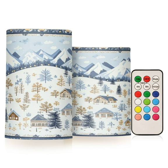 Yayeee Flameless Candles with Remote Flickering Battery Operated Multi Color Changing, Light Blue Mountain