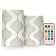 thumbnail image 1 of Yayeee Flameless Candles with Remote Flickering Battery Operated Multi Color Changing, Light Gray Pattern, 1 of 7