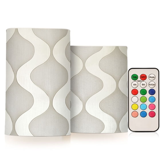 Yayeee Flameless Candles with Remote Flickering Battery Operated Multi Color Changing, Light Gray Pattern