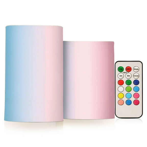 Yayeee Flameless Candles with Remote Flickering Battery Operated Multi Color Changing, Light Pink Gradient