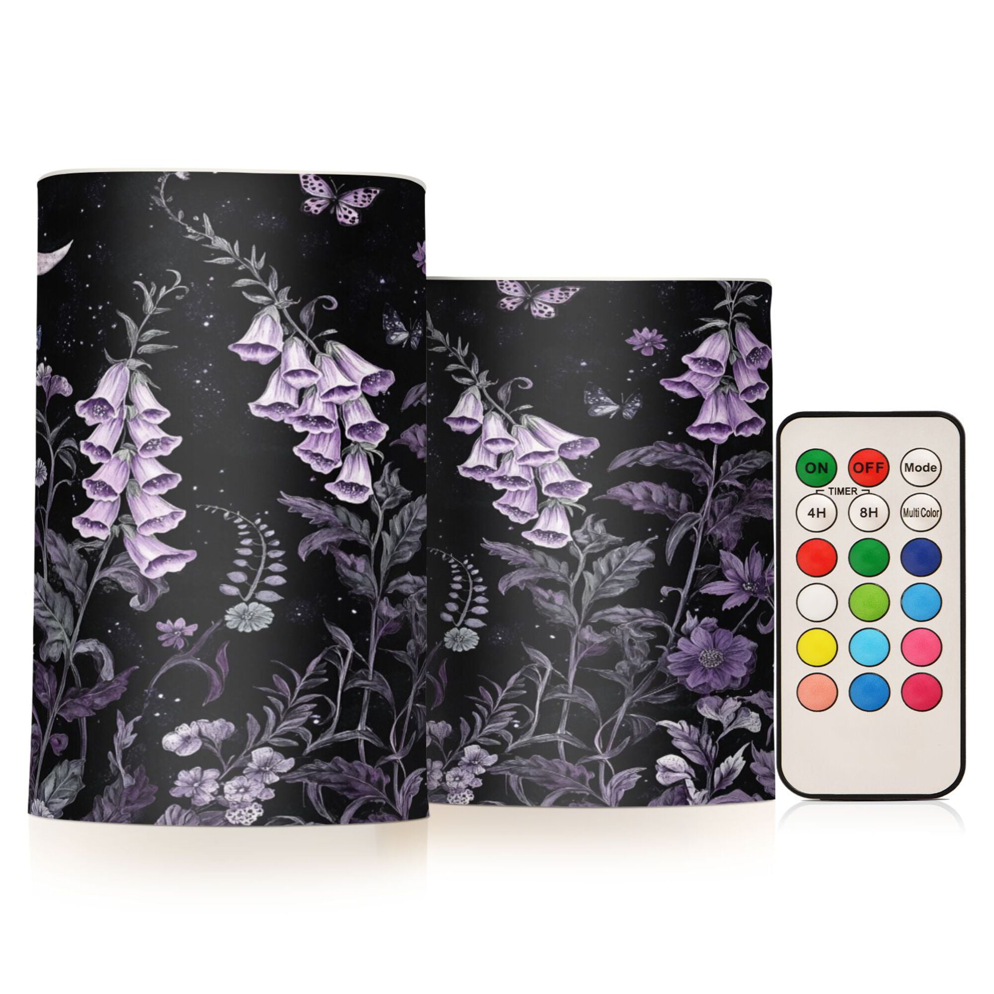 Yayeee Flameless Candles with Remote Flickering Battery Operated Multi Color Changing, Light Purple Flowers