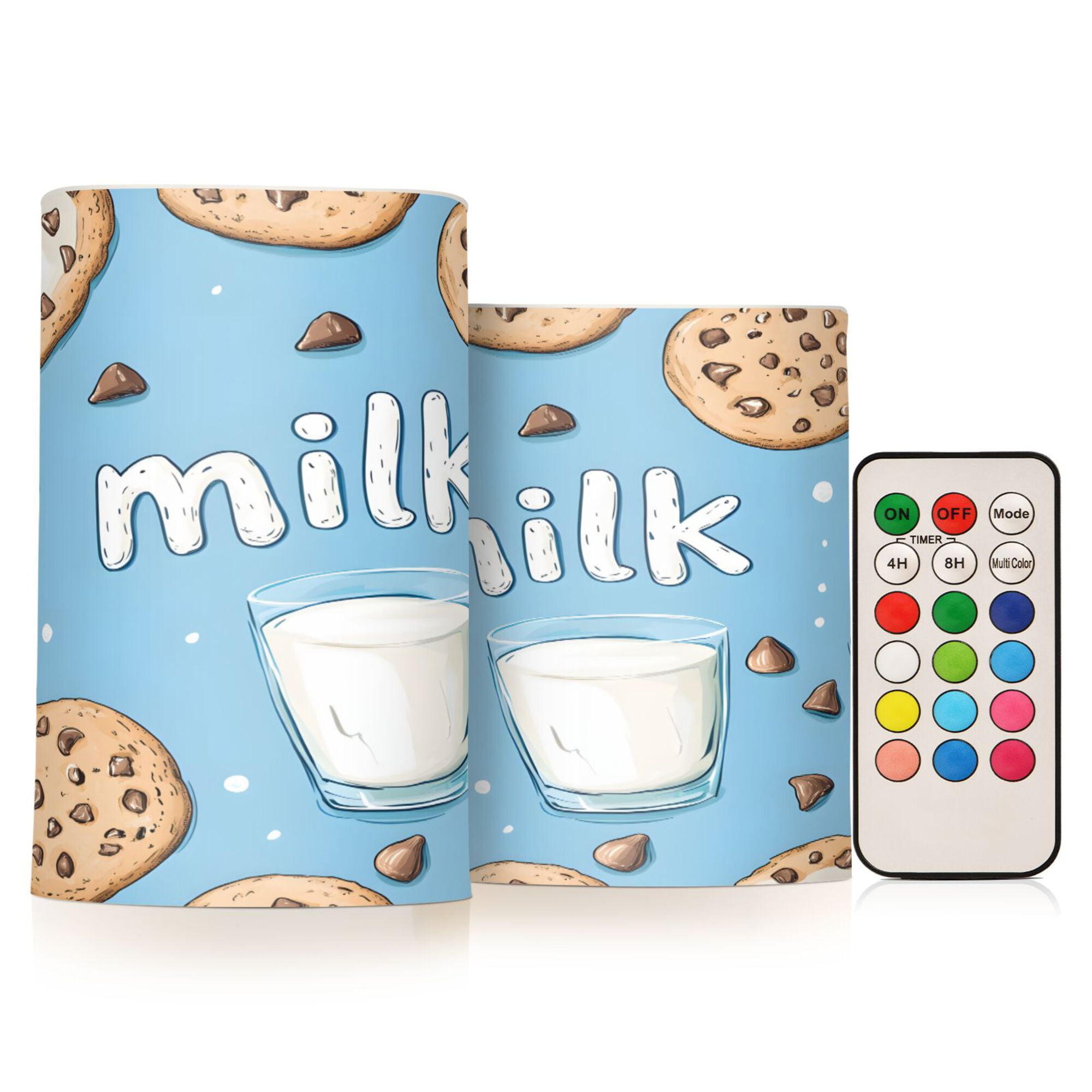 Yayeee Flameless Candles with Remote Flickering Battery Operated Multi Color Changing, Milk and Cookies