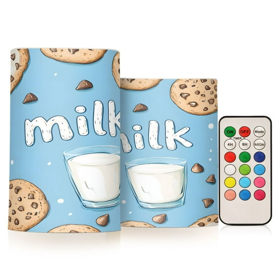Yayeee Flameless Candles with Remote Flickering Battery Operated Multi Color Changing, Milk and Cookies