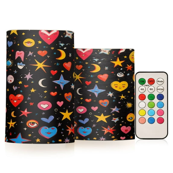 Yayeee Flameless Candles with Remote Flickering Battery Operated Multi Color Changing, Moon Pattern