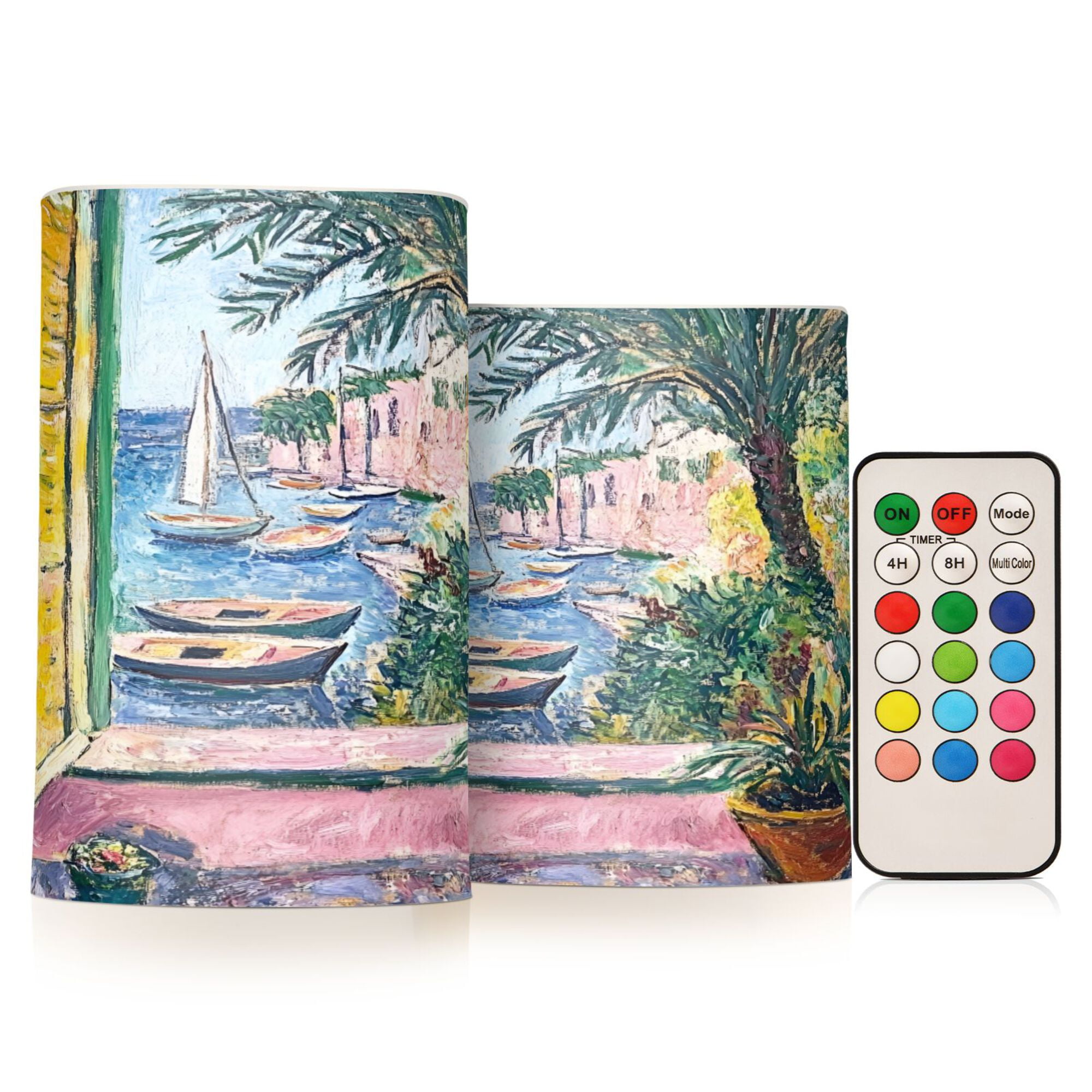 Yayeee Flameless Candles with Remote Flickering Battery Operated Multi Color Changing, Ocean Boat