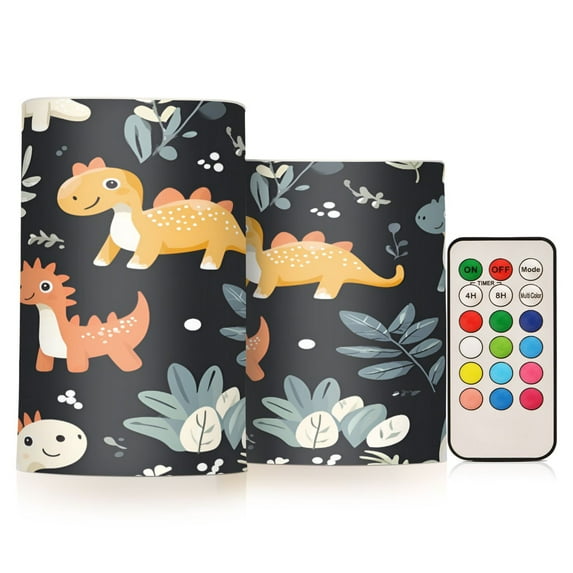 Yayeee Flameless Candles with Remote Flickering Battery Operated Multi Color Changing, Orange Dinosaur