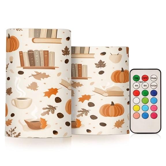 Yayeee Flameless Candles with Remote Flickering Battery Operated Multi Color Changing, Orange Fall Pumpkin