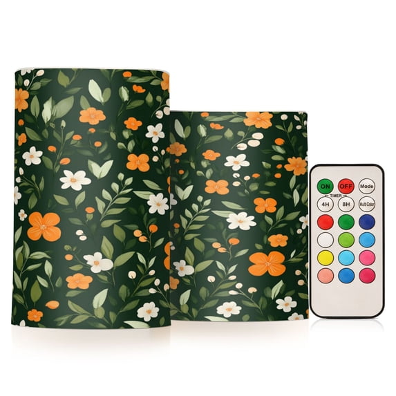Yayeee Flameless Candles with Remote Flickering Battery Operated Multi Color Changing, Orange Flowers