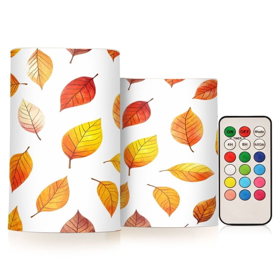 Yayeee Flameless Candles with Remote Flickering Battery Operated Multi Color Changing, Orange Leaves