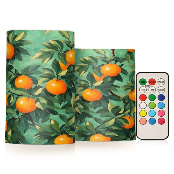 Yayeee Flameless Candles with Remote Flickering Battery Operated Multi Color Changing, Orange Tree Pattern