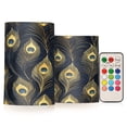 thumbnail image 1 of Yayeee Flameless Candles with Remote Flickering Battery Operated Multi Color Changing, Peacock Feathers Pattern, 1 of 7