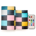 thumbnail image 1 of Yayeee Flameless Candles with Remote Flickering Battery Operated Multi Color Changing, Pink Checkered Pattern, 1 of 7