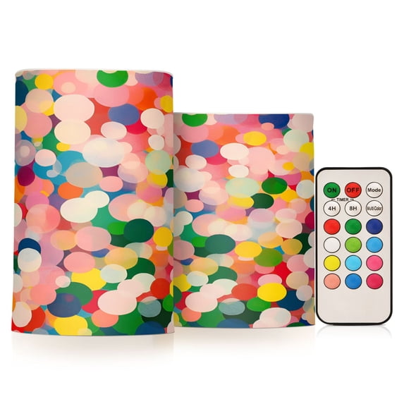 Yayeee Flameless Candles with Remote Flickering Battery Operated Multi Color Changing, Pink Colorful Circles