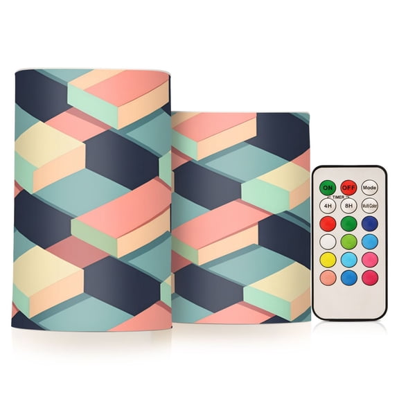 Yayeee Flameless Candles with Remote Flickering Battery Operated Multi Color Changing, Pink Cubes
