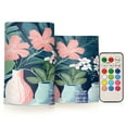 thumbnail image 1 of Yayeee Flameless Candles with Remote Flickering Battery Operated Multi Color Changing, Pink Flowers, 1 of 7