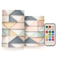 thumbnail image 1 of Yayeee Flameless Candles with Remote Flickering Battery Operated Multi Color Changing, Pink Geometric, 1 of 7