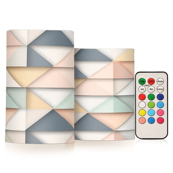 Yayeee Flameless Candles with Remote Flickering Battery Operated Multi Color Changing, Pink Geometric