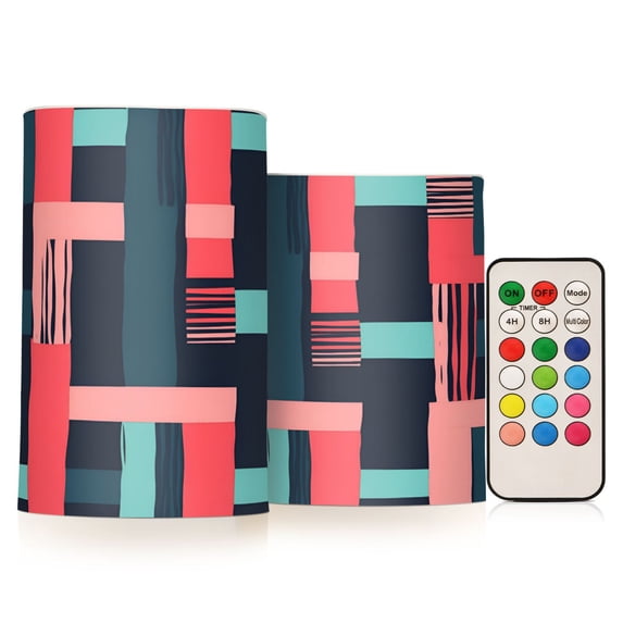 Yayeee Flameless Candles with Remote Flickering Battery Operated Multi Color Changing, Pink Geometric
