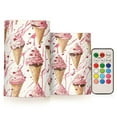 thumbnail image 1 of Yayeee Flameless Candles with Remote Flickering Battery Operated Multi Color Changing, Pink Ice Cream Pattern, 1 of 7
