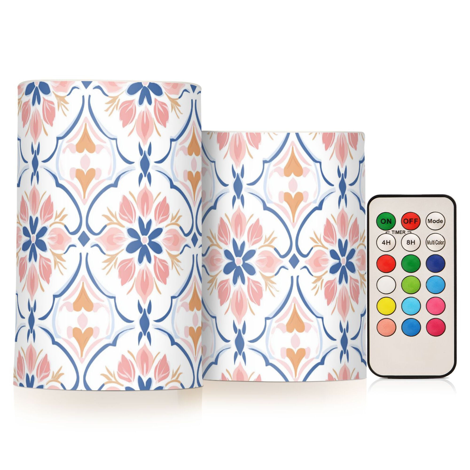 Yayeee Flameless Candles with Remote Flickering Battery Operated Multi Color Changing, Pink Mosaic Pattern