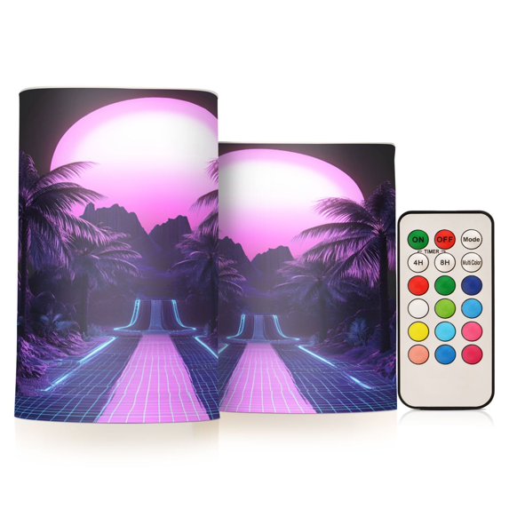 Yayeee Flameless Candles with Remote Flickering Battery Operated Multi Color Changing, Pink Road