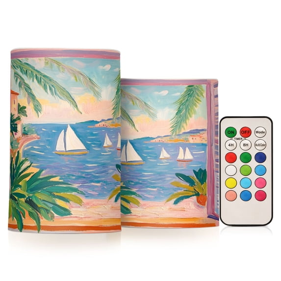 Yayeee Flameless Candles with Remote Flickering Battery Operated Multi Color Changing, Light Red Starfish