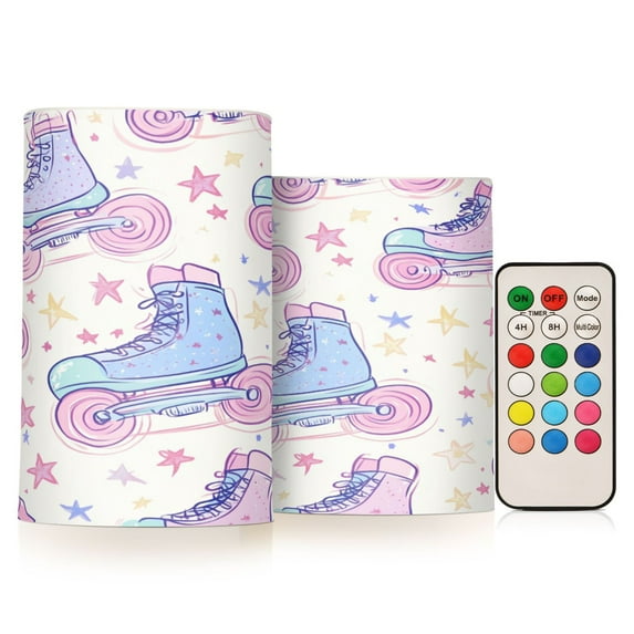 Yayeee Flameless Candles with Remote Flickering Battery Operated Multi Color Changing, Pink Skates