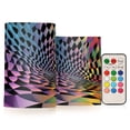 thumbnail image 1 of Yayeee Flameless Candles with Remote Flickering Battery Operated Multi Color Changing, Pink Wavy Plaid, 1 of 7