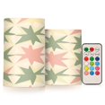 thumbnail image 1 of Yayeee Flameless Candles with Remote Flickering Battery Operated Multi Color Changing, Pink and Green Geometric, 1 of 7