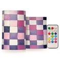thumbnail image 1 of Yayeee Flameless Candles with Remote Flickering Battery Operated Multi Color Changing, Pink and Purple Plaid Pattern, 1 of 7