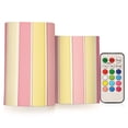 thumbnail image 1 of Yayeee Flameless Candles with Remote Flickering Battery Operated Multi Color Changing, Pink and Yellow Striped Pattern, 1 of 7