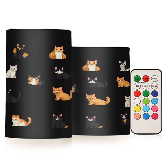 Yayeee Flameless Candles with Remote Flickering Battery Operated Multi Color Changing, Pixel Cat