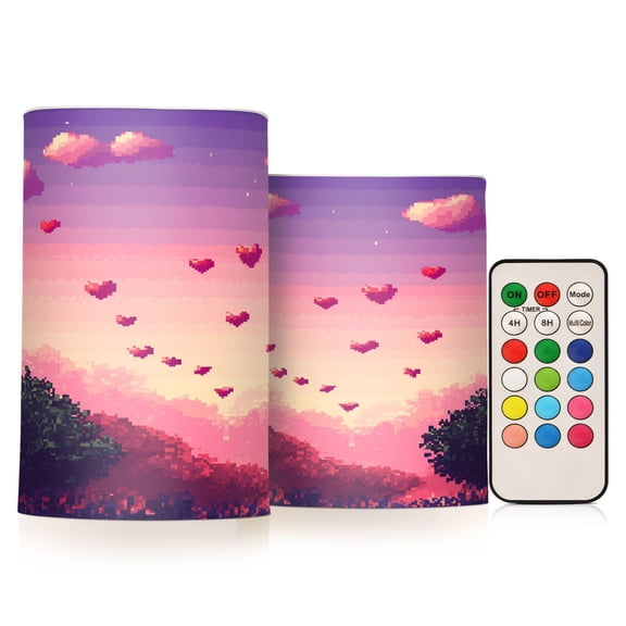 Yayeee Flameless Candles with Remote Flickering Battery Operated Multi Color Changing, Pixel Floating Hearts