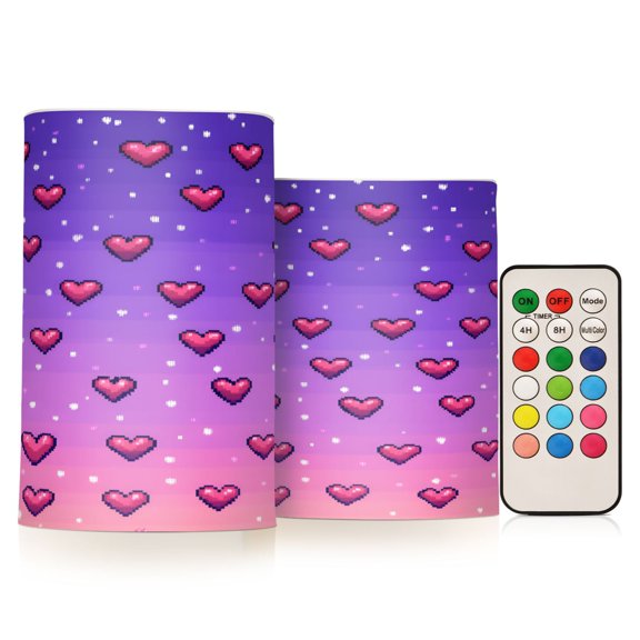 Yayeee Flameless Candles with Remote Flickering Battery Operated Multi Color Changing, Pixel Love
