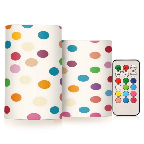 Yayeee Flameless Candles with Remote Flickering Battery Operated Multi Color Changing, Polka Dot