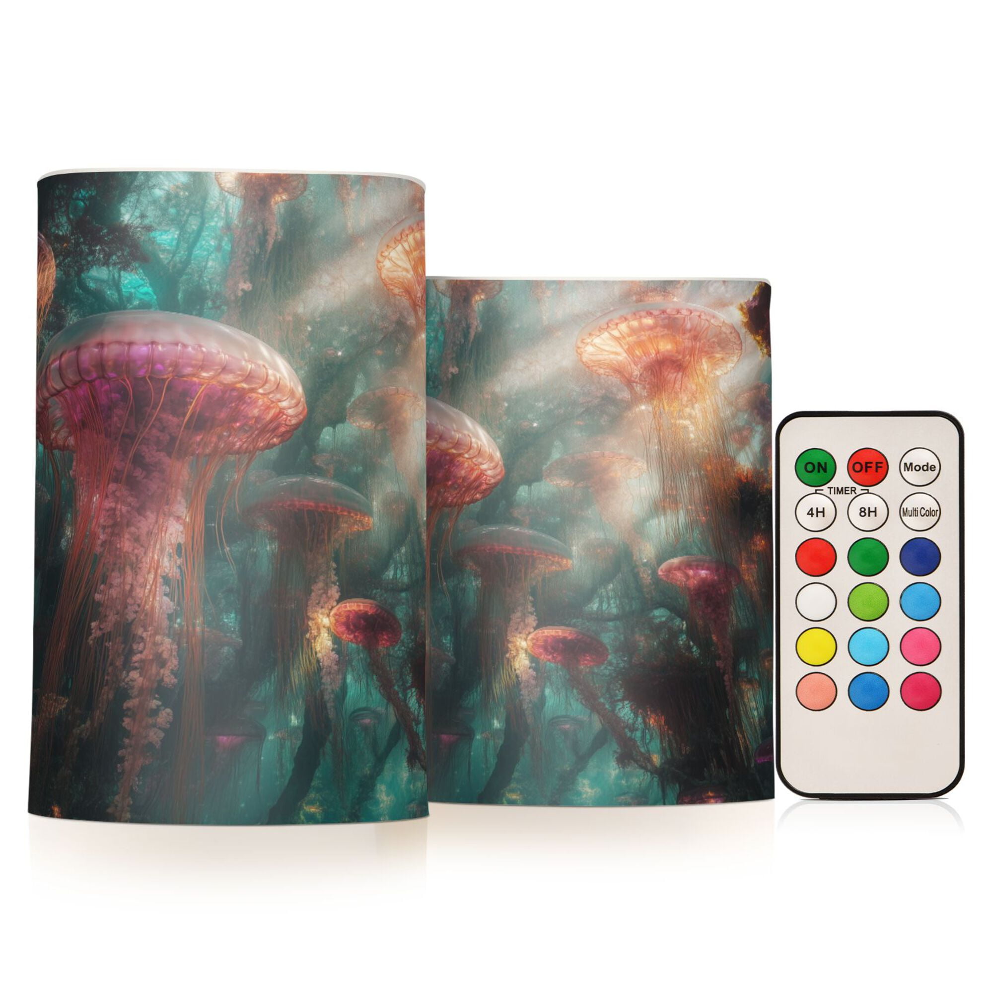 Yayeee Flameless Candles with Remote Flickering Battery Operated Multi Color Changing, Psychedelic Forest