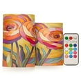 thumbnail image 1 of Yayeee Flameless Candles with Remote Flickering Battery Operated Multi Color Changing, Purple Abstract Floral, 1 of 7