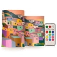 thumbnail image 1 of Yayeee Flameless Candles with Remote Flickering Battery Operated Multi Color Changing, Purple Cityscape Painting, 1 of 7